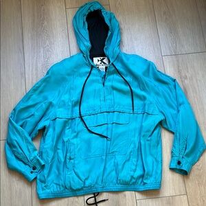 VTG X-Riss X-Ross Silk Teal Hooded Women's Hoodie Sweatshirt Size Large